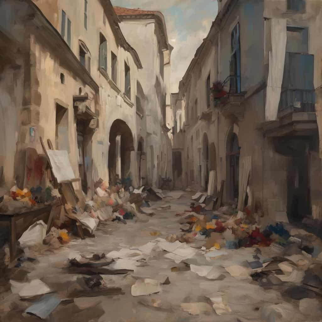 Παραδοσιακή γειτονιά στην Ελλάδα με καλλιτεχνικό πάθος και σύγχρονη τέχνη, έργα μεγάλοι δημιουργοί και αστικές ζωγραφιές.