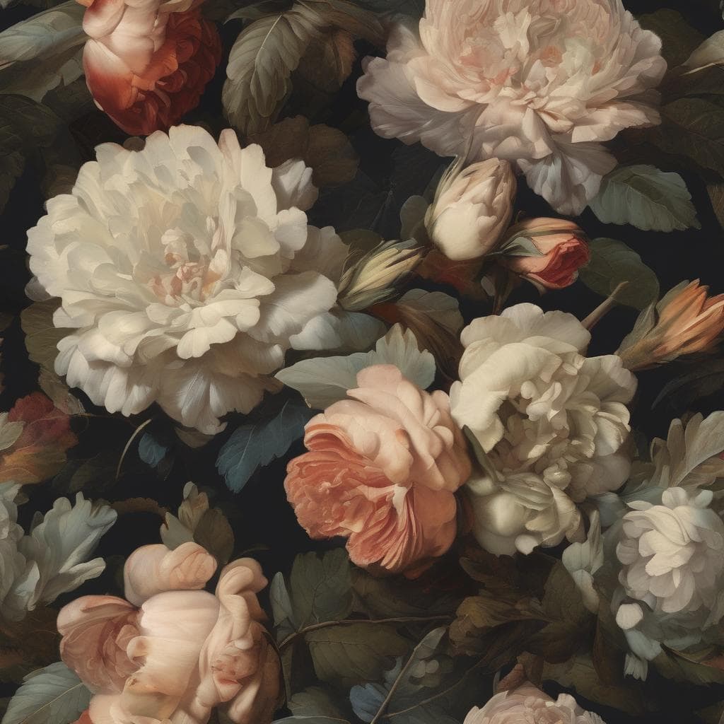 Λουλούδια σε ροζ και λευκό αποχρώσεις, σύγχρονη τέχνη με έμφαση στη δημιουργικότητα, μεγάλοι δημιουργοί, μοντέρνα τέχνη.