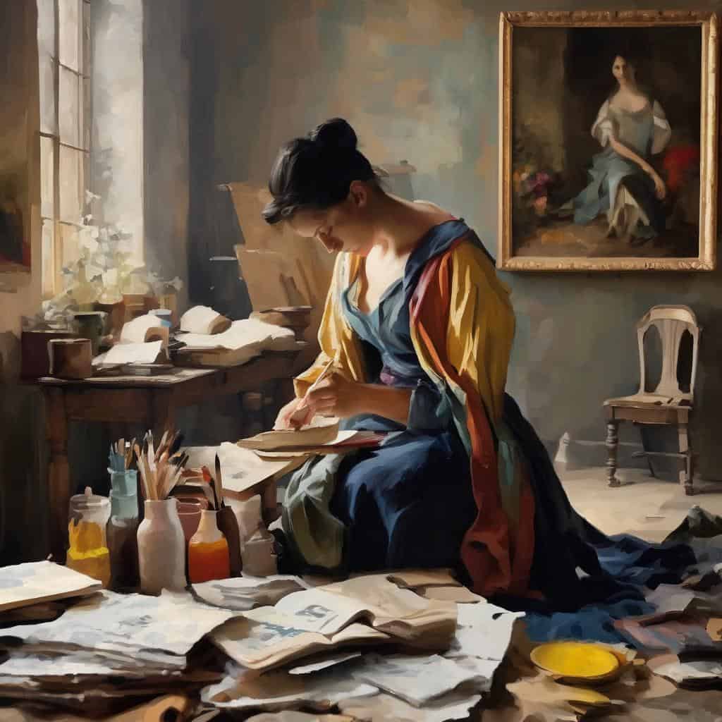 Γυναίκα ζωγράφος στο στούντιο, σύγχρονη τέχνη και μεγάλοι δημιουργοί.